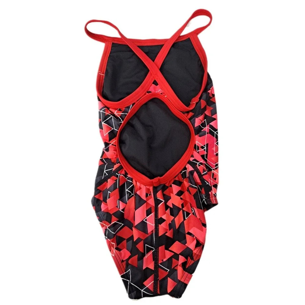 TYR Girls' Labyrinth Diamondfit Swimsuit DLAB1A Red Size 22 (Girls 6/6X)